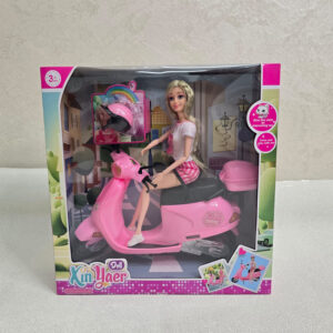 Κούκλα με μοτοσικλέτα ροζ